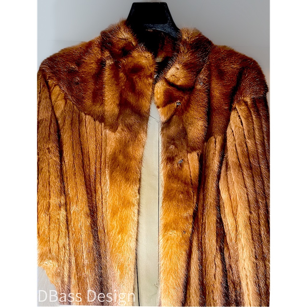 Rare vintage reverse poplin debuffed mink fur coat